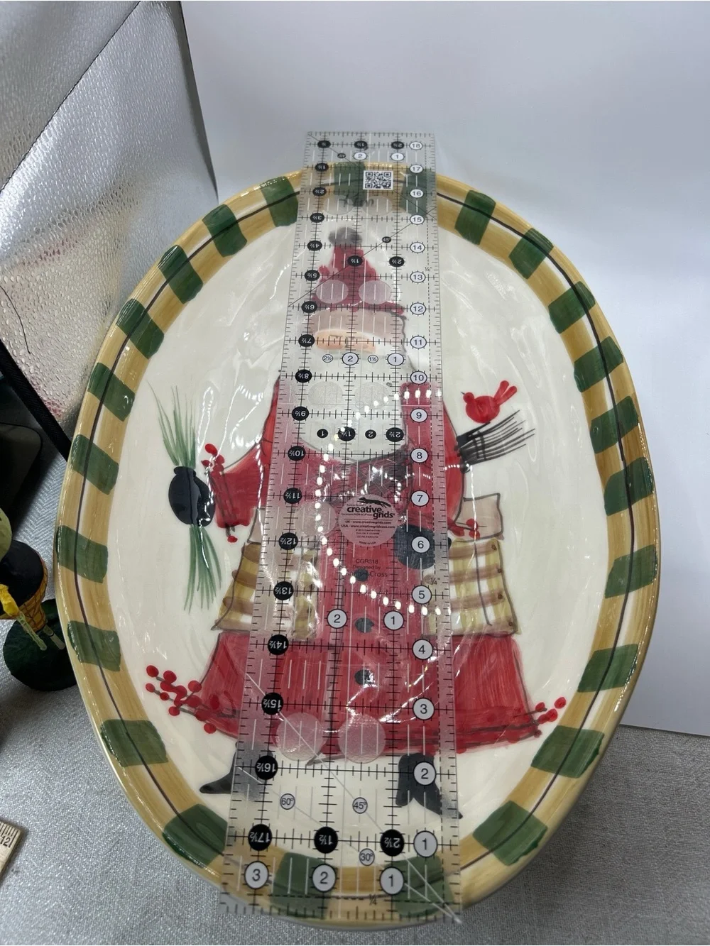 VIETRI OLD SAINT NICK LARGE DISH / BOWL - ITALY Vintage see pics Santa with bird